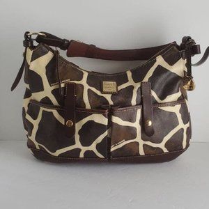 Dooney and Bourke Leather Giraffe Print XL Lucy Shoulder Bag